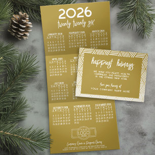 Carte De Fin D'année Trois Volets Calendrier, Logo, Moderne Gold Business
