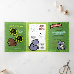 Carte De Fin D'année Trois Volets Carte de voeux de Wombat Puzzle Wildlife Trifold 