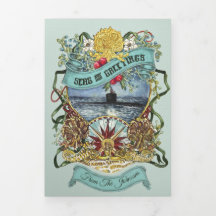 Carte photo pliable en trois "Seas and Greetings" 