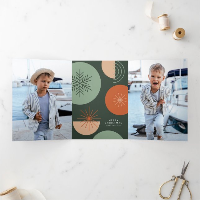 Carte De Fin D'année Trois Volets Cercles de vacances Abstraits (Intérieur)