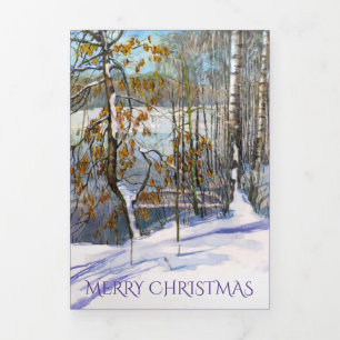 Carte De Fin D'année Trois Volets Chute de neige aquarelle peinture