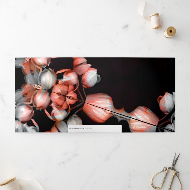 Carte De Fin D'année Trois Volets "Cœur blanc en noir du soleil" & Voyage (Extérieur)