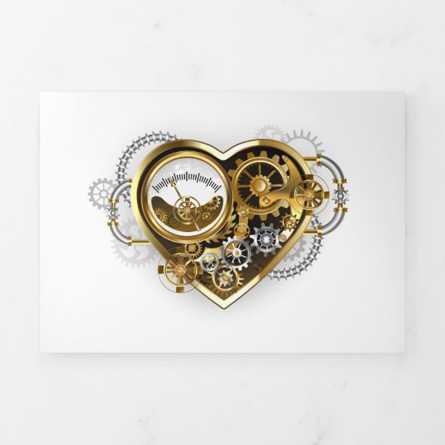 Carte De Fin D'année Trois Volets Coeur vapeur avec un manomètre (Page de couverture)