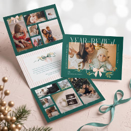 Carte De Fin D'année Trois Volets Collage de photos de Noël pour la revue de l'année