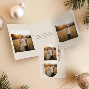 Carte De Fin D'année Trois Volets Elegant Collage de Photos de Famille Joyeux Noël