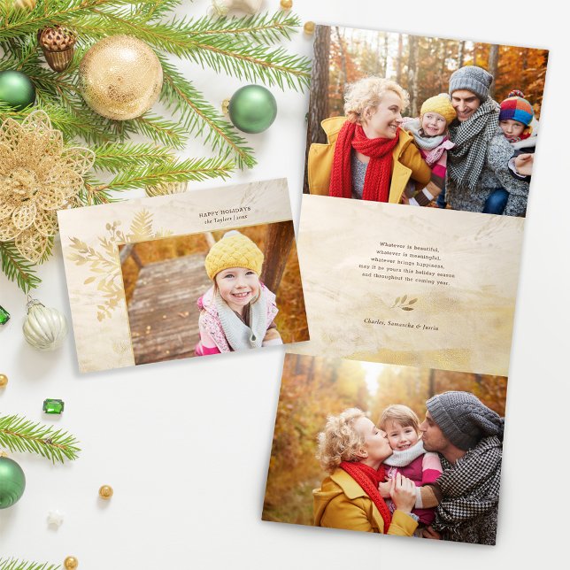 Carte De Fin D'année Trois Volets Élégant Noël de Noël Botanique (Créateur téléchargé)