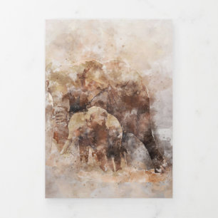 Carte De Fin D'année Trois Volets Elephant Lover African Elephant Art