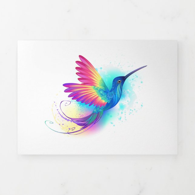 Carte De Fin D'année Trois Volets Exotic Rainbow Hummingbird (Page de couverture)