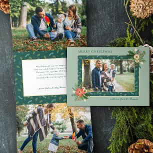 Carte De Fin D'année Trois Volets Festive mignonne Noël Floral 1 Photo