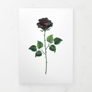 Carte De Fin D'année Trois Volets Fleur rose noire
