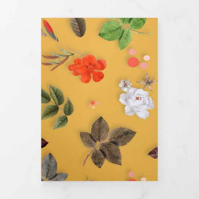 Carte De Fin D'année Trois Volets Fleurs jaunes et roses blanches 20 (Page de couverture)