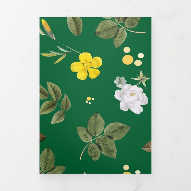 Carte De Fin D'année Trois Volets Fleurs jaunes et roses blanches 6 (Page de couverture)