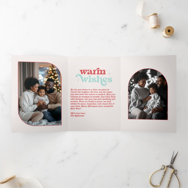 Carte De Fin D'année Trois Volets Frosty Peppermenthe Cosy Vibes Retro Christmas Pho (Intérieur)