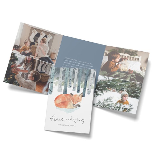 Carte De Fin D'année Trois Volets Hiver Fox Photo Collage (Créateur téléchargé)