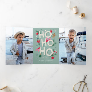 Carte De Fin D'année Trois Volets Ho Ho Ho Holiday Cheval