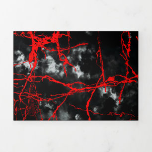 Carte De Fin D'année Trois Volets Horreur Night Goth - Noir et blanc, Rouge