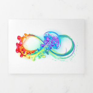 Carte De Fin D'année Trois Volets Infinity avec Rainbow Jellyfish