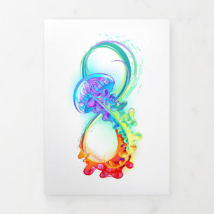 Carte De Fin D'année Trois Volets Infinity avec Rainbow Jellyfish