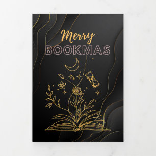 Carte De Fin D'année Trois Volets Joyeux Bookmas - Livres de Noël