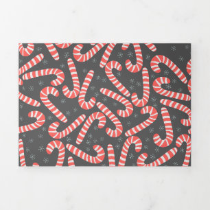 Carte De Fin D'année Trois Volets Joyeux Noël Peppermenthe Sucres de canne Snowflake