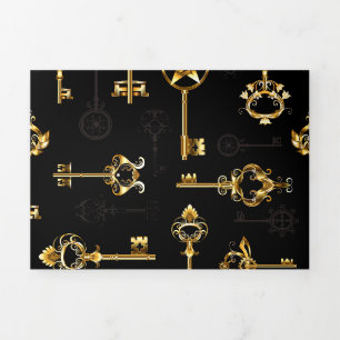 Carte De Fin D'année Trois Volets Les Patters de Seamless avec Golden Keys