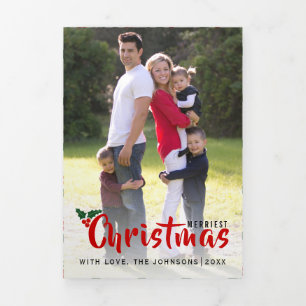 Carte De Fin D'année Trois Volets Merriest Noël sainte baie photo de Noël