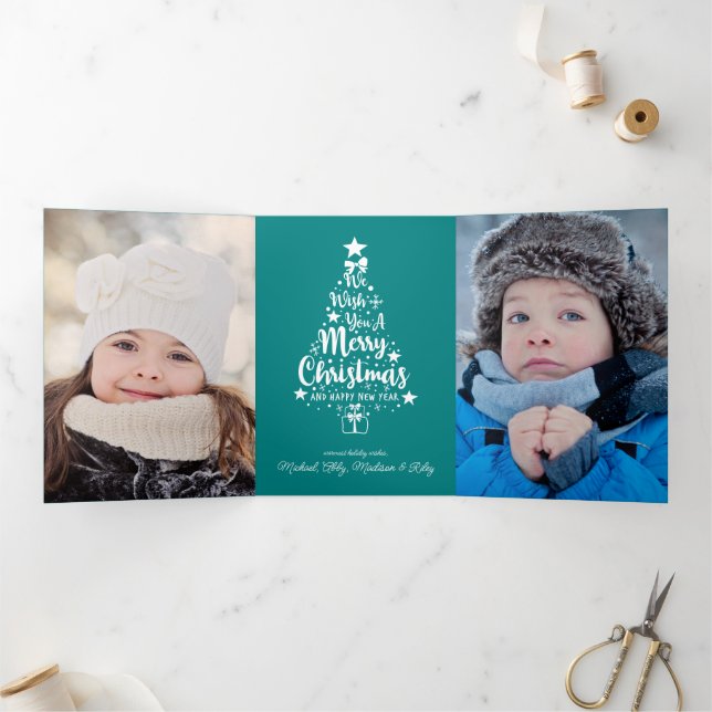 Carte De Fin D'année Trois Volets MERRY NOËL | Ajouter votre photo (Intérieur)