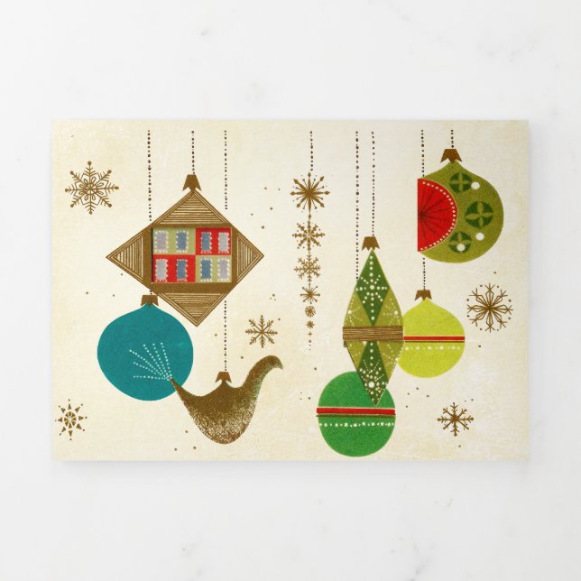 Carte De Fin D'année Trois Volets Mid-Century Christmas Retro-Glam (Page de couverture)
