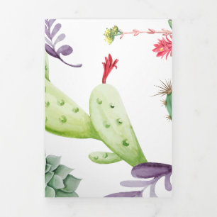 Carte De Fin D'année Trois Volets Motif Cactus