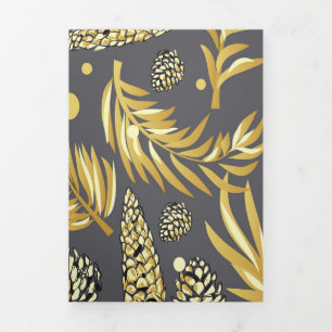 Carte De Fin D'année Trois Volets Motif de Noël, Pine Snow 2