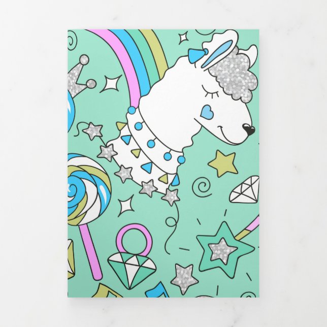 Carte De Fin D'année Trois Volets motif lama 2 (Page de couverture)