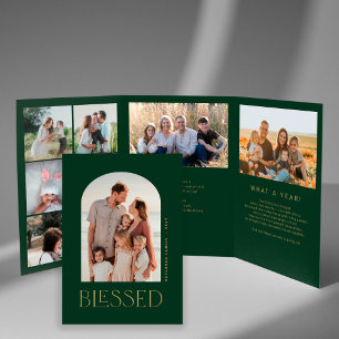 Carte De Fin D'année Trois Volets Multi photo famille année en revue la typographie 