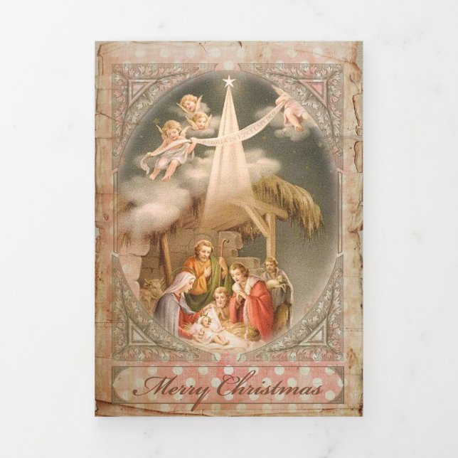 Carte De Fin D'année Trois Volets Noël Angel 2 - Carte de voeux (Page de couverture)