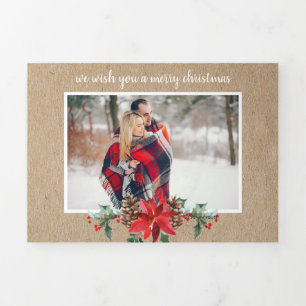 Carte De Fin D'année Trois Volets Noël multi photo kraft rustique