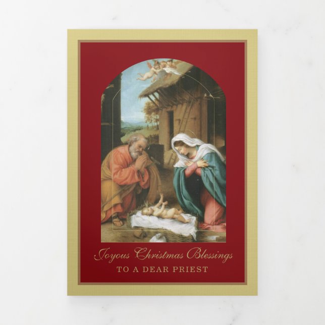 Carte De Fin D'année Trois Volets Noël religieux Jésus Vierge Marie Saint Joseph (Page de couverture)