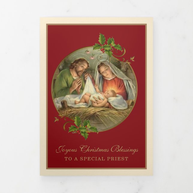 Carte De Fin D'année Trois Volets Noël religieux Jésus Vierge Marie Saint Joseph (Page de couverture)
