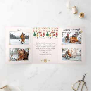 Carte De Fin D'année Trois Volets Nutcracker Family Multi Photo Collage Noël