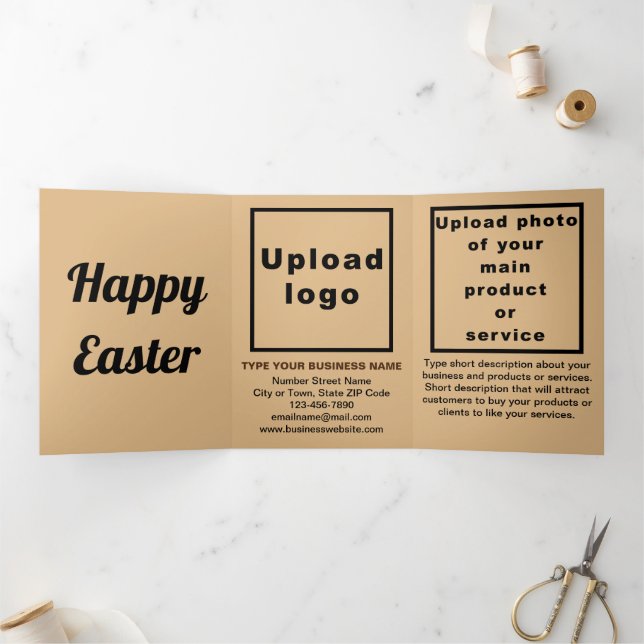 Carte De Fin D'année Trois Volets Pâques Vacances Brown (Intérieur)