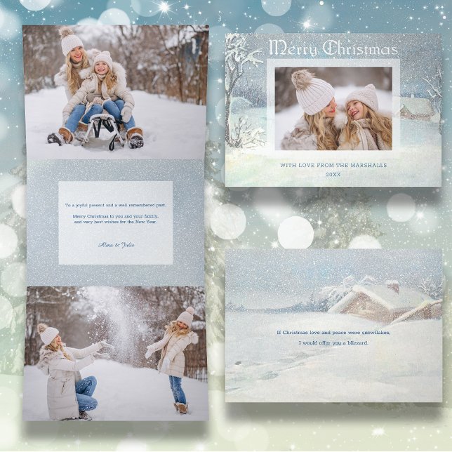 Carte De Fin D'année Trois Volets Photo classique hiver Joyeux Noël Neige (Créateur téléchargé)