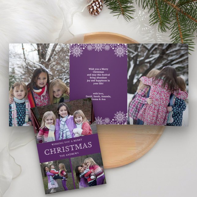 Carte De Fin D'année Trois Volets Photo Collage de Purple Winter (Créateur téléchargé)