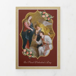 Carte De Fin D'année Trois Volets Prière religieuse catholique Vintage Saint-Valenti