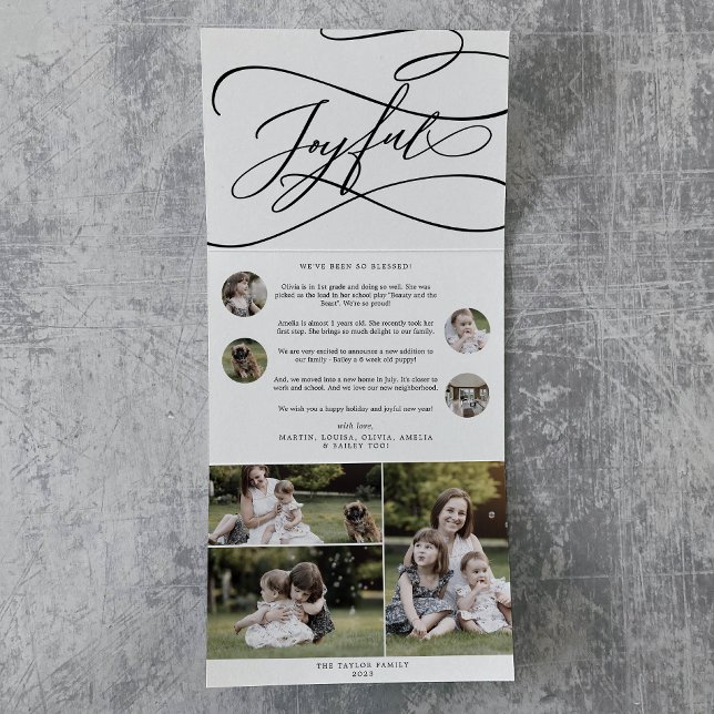 Carte De Fin D'année Trois Volets Romantique Joyeux Noël Multi Photo (Créateur téléchargé)