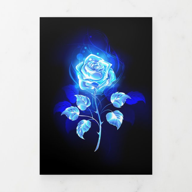 Carte De Fin D'année Trois Volets Rose bleu brûlant (Page de couverture)