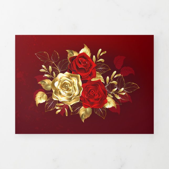 Carte De Fin D'année Trois Volets Trois Roses de bijoux (Page de couverture)