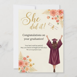 Carte de fin d'études pour elle : "Elle l'a fait !
