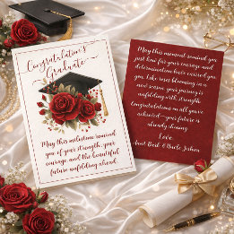 Carte de fin d'études Rose Rouge avec Message Impr