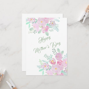 Carte de fleur rose du jour de la mère heureuse