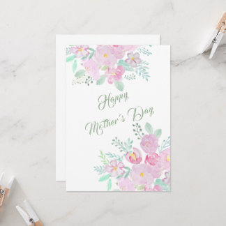 Carte de fleur rose du jour de la mère heureuse