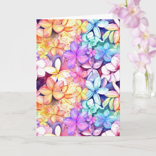 Carte de Fleur Tropicale Colorée de Plumeria (Orchidée)