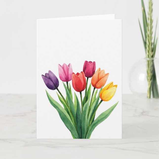 Carte de fleurs aquarelle avec bourgeons floraux (Devant)